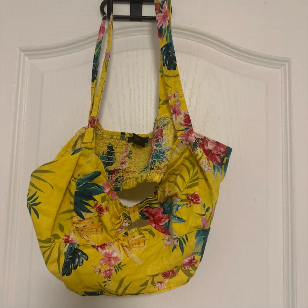 Yellow Crop Top Floral Forever 21